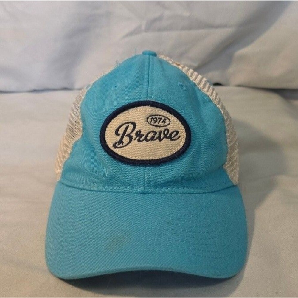 Legacy Men One Size Regular Trucker Hat Turquoise Mesh Brave 1974 Patch